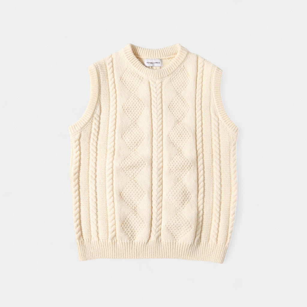 Men’s cable-knit jumper – refined quarter-button fit