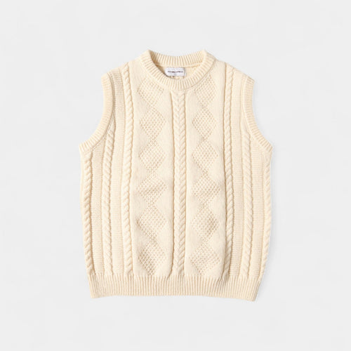 Men’s cable-knit jumper – refined quarter-button fit