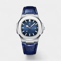 Men's Blue Leather Strap Watch – Luminous and Waterproof Quartz 40 mm