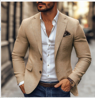 Men's Lightweight Casual Blazer – Tailored Fit, Double-Breasted