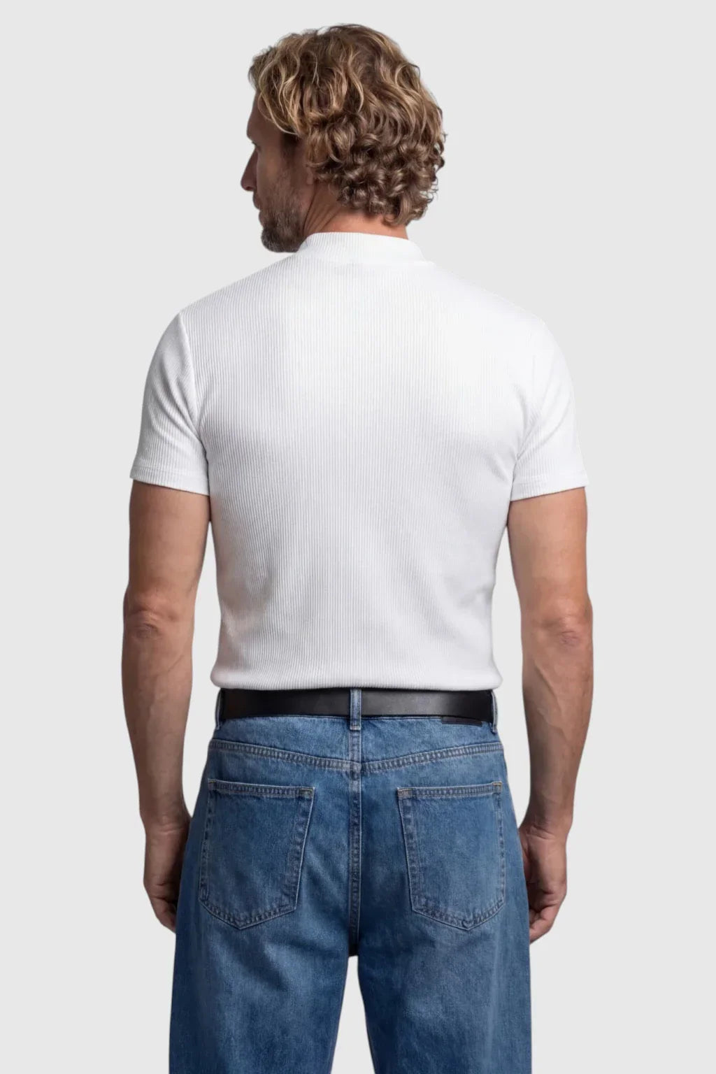 Men's Fitted Stretch T-Shirt – Slim Fit Ribbed Neck