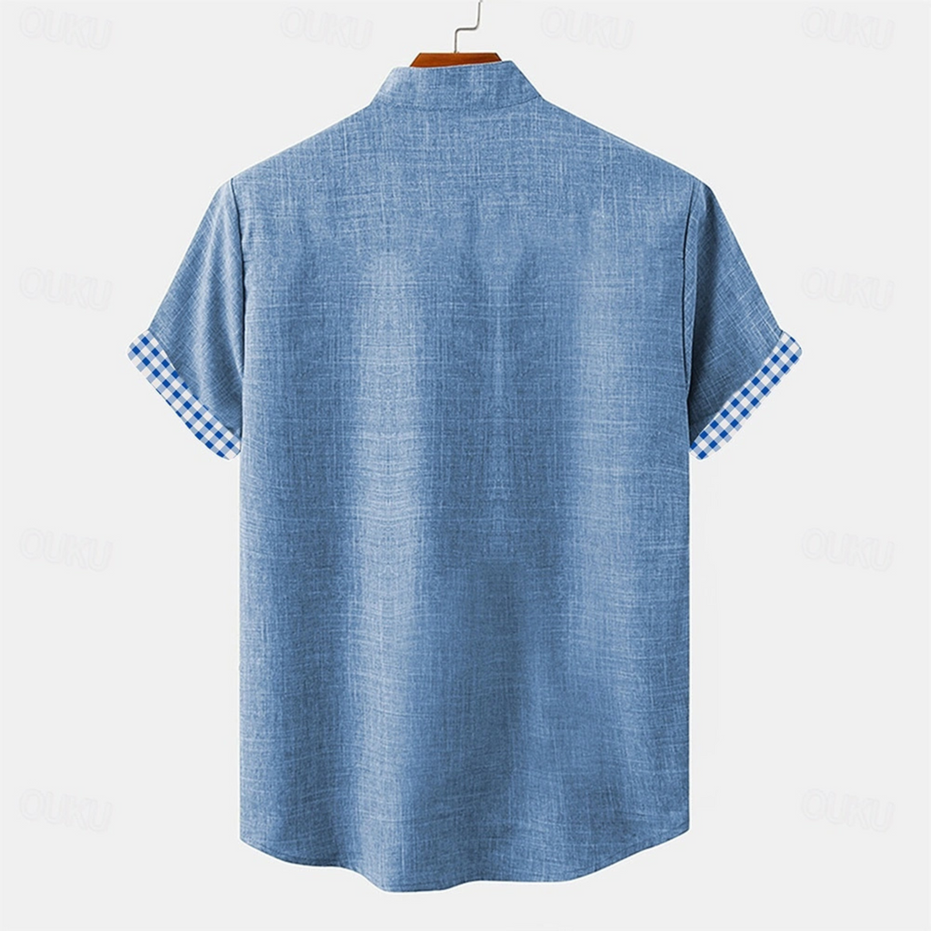 Men's Linen Short Sleeve Shirt – Contrasting Detail