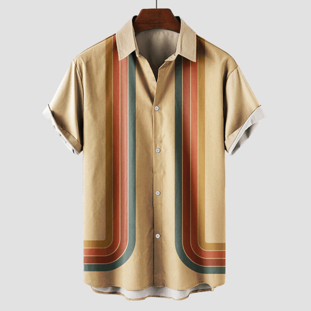 Men's Printed Short Sleeve Shirt – Retro Casual Fit