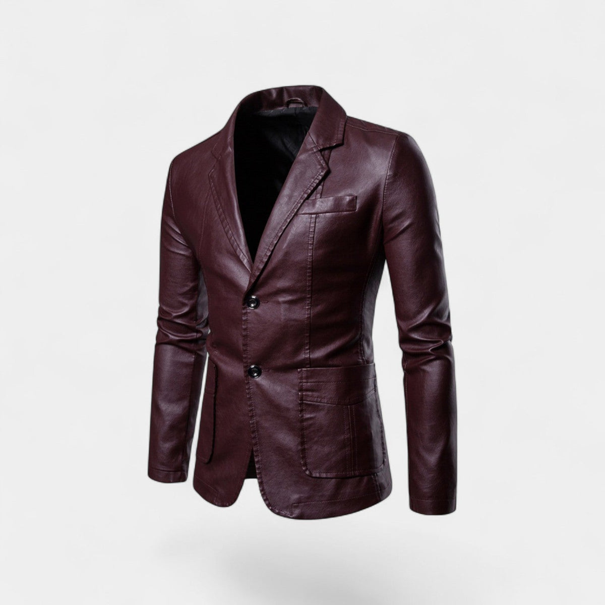 Men's leather blazer - slim fit buttoned lapel
