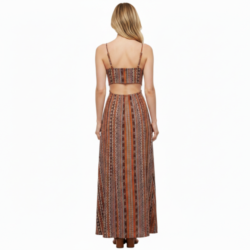 Long Smocked Women's Dress – Thin Straps & Double Thigh Slit