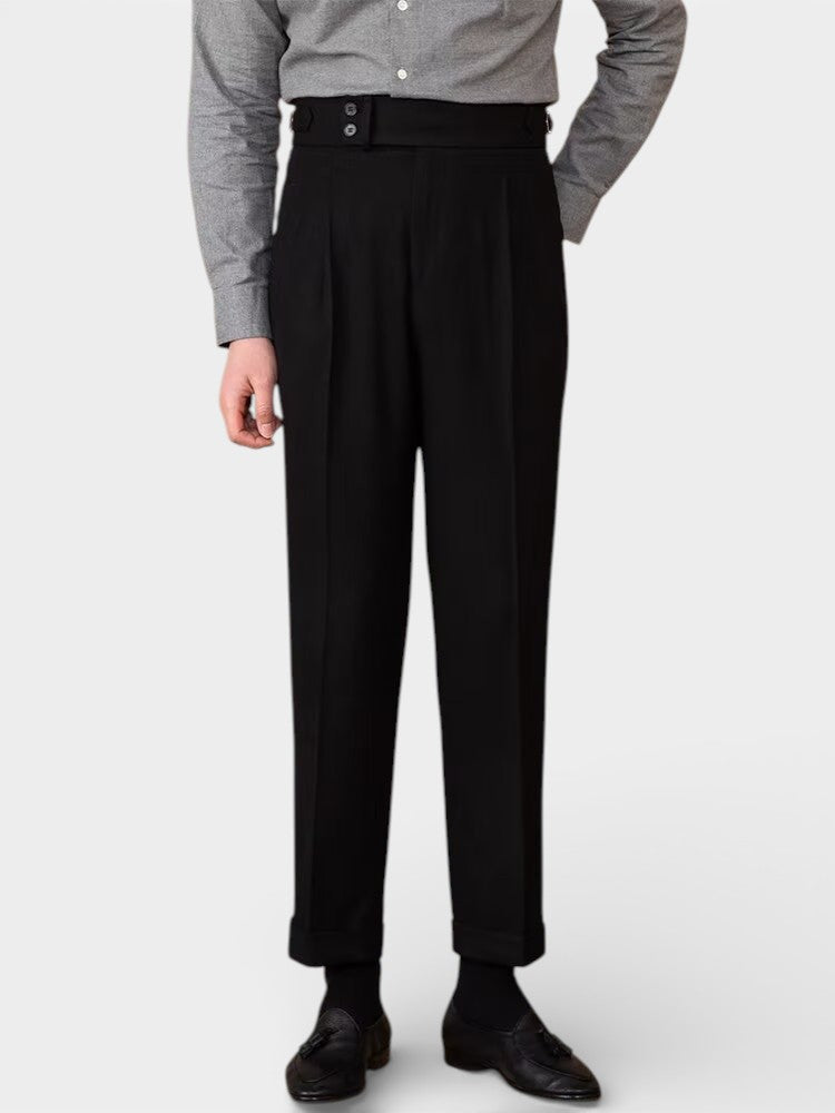 Men’s High-Waisted Suit Trousers with Straight Leg – Tailored Fit | Structured Fabric