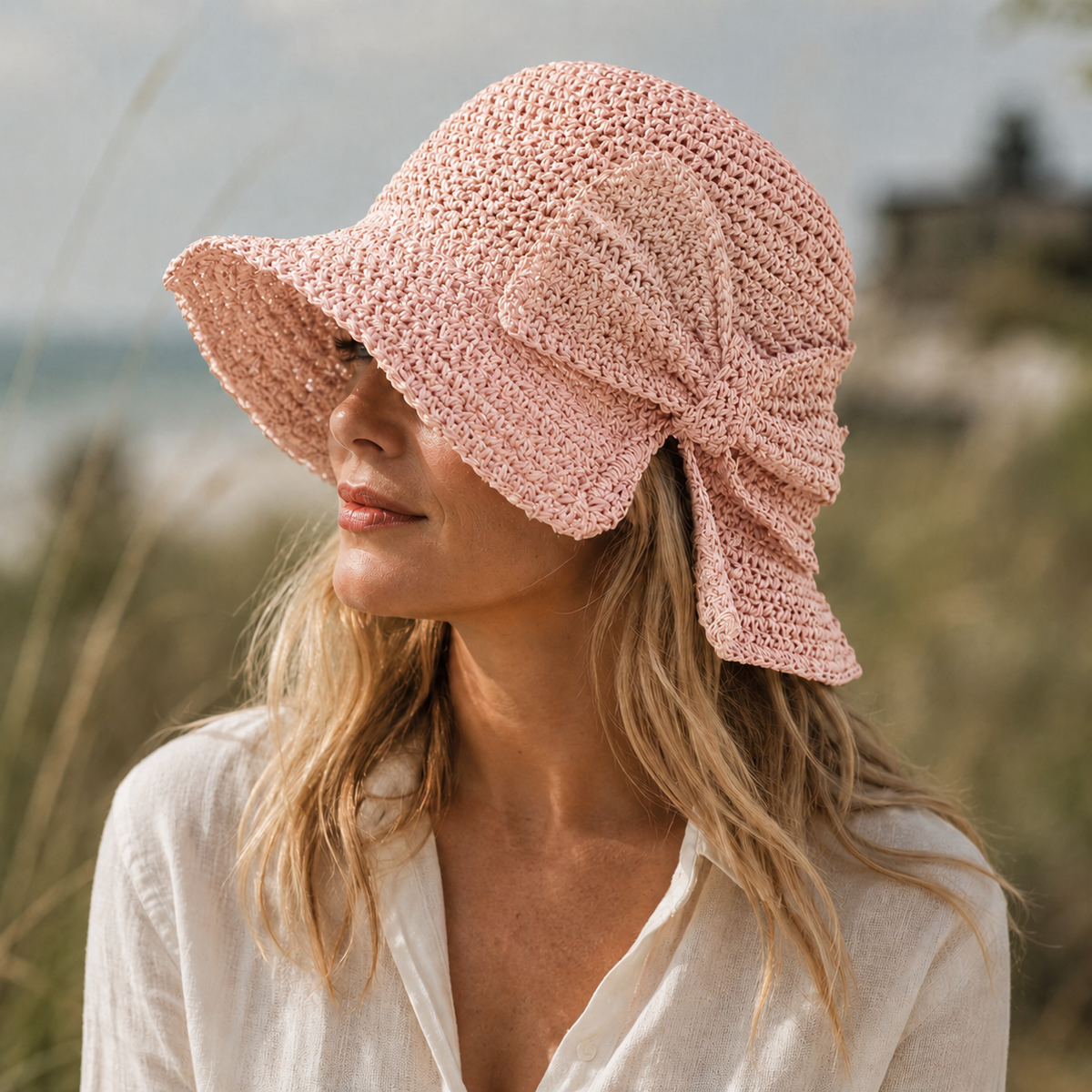 Women's Straw Hat – Short Brim and Braided Bow