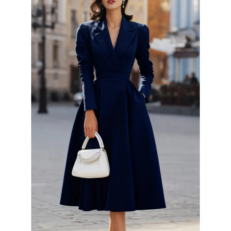 Women's Long Dress with V-Neck – Slimming and Shaping Fit
