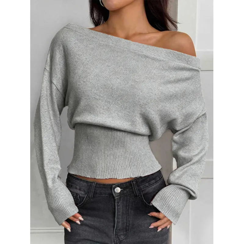 Women's Off-Shoulder Sweater – Relaxed Slim Fit