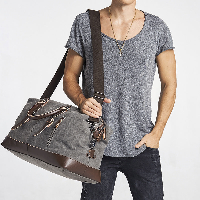 Men's Canvas Travel Bag – Structured Large Capacity Duffle Bag