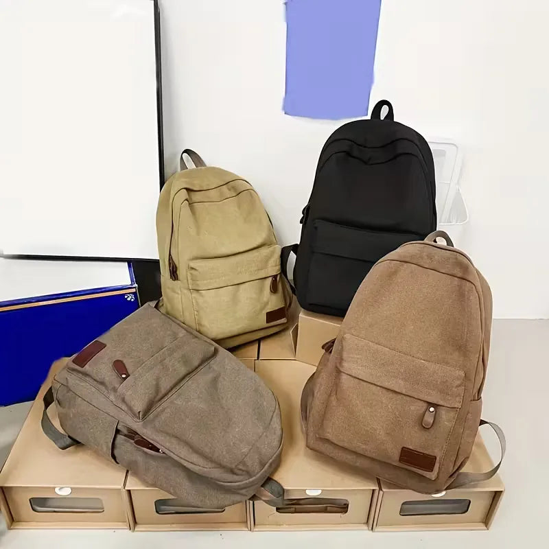 Men's Canvas Backpack – Front Pocket and Adjustable Straps