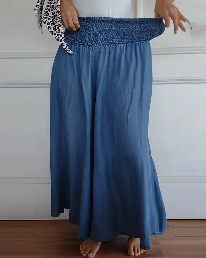 Women's lightweight wide-leg trousers – High waist, loose fit
