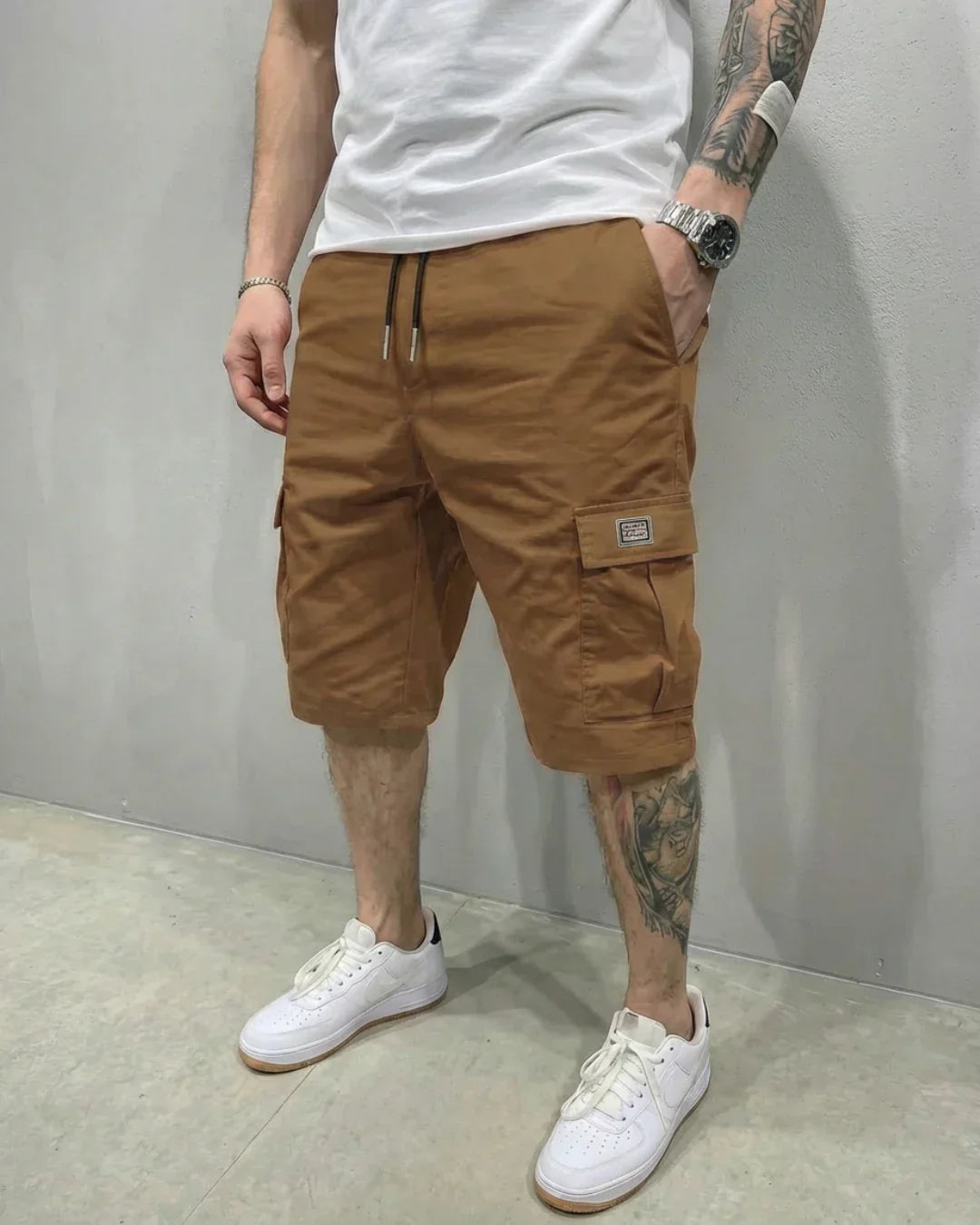 Men's Short Cargo – Elastic Waist with Drawstring & Large Flap Pockets
