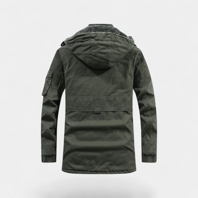 Men’s cotton hooded parka – washed lapel jacket
