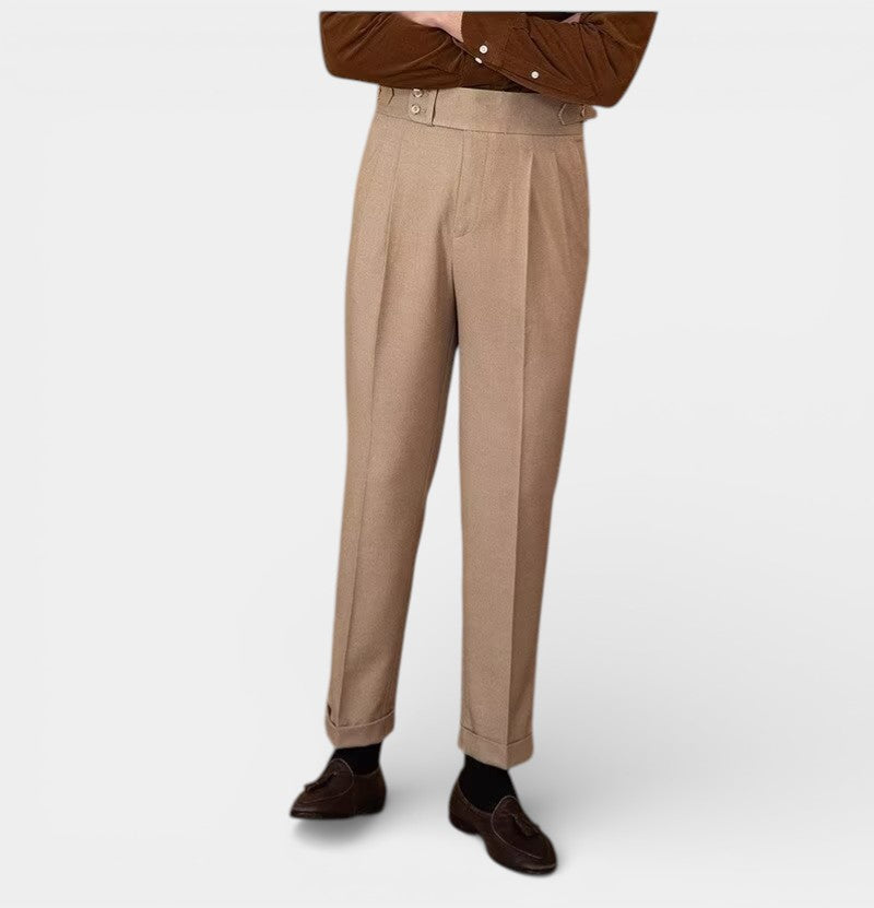 Men’s High-Waisted Suit Trousers with Straight Leg – Tailored Fit | Structured Fabric