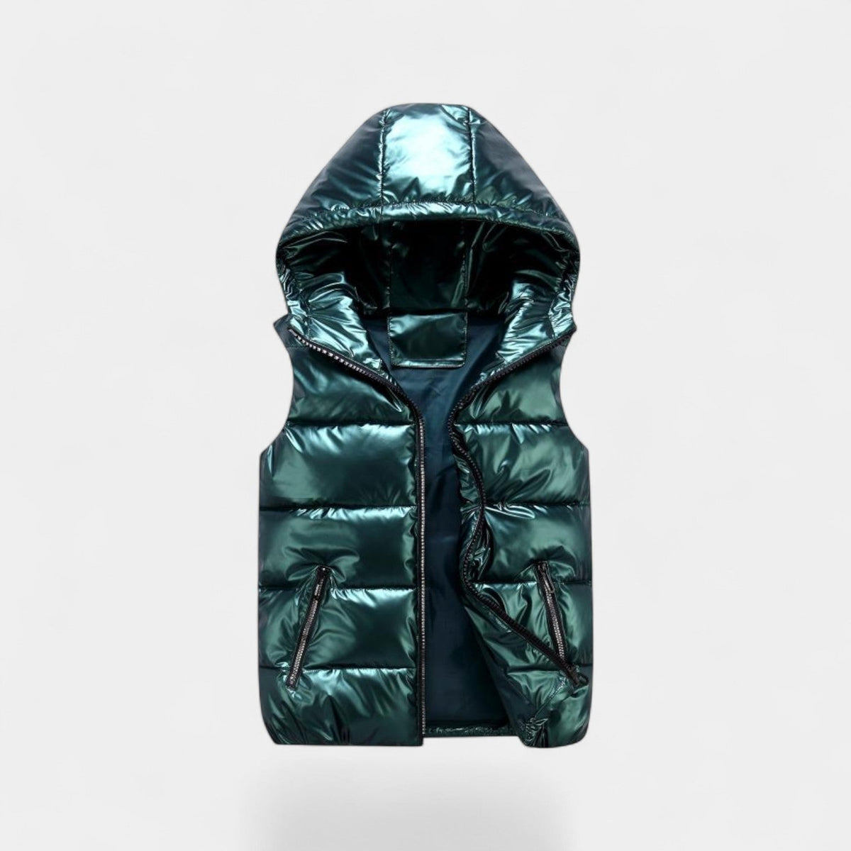 Men's Sleeveless Hooded Shiny Cotton Vest – Elegant Down Jacket
