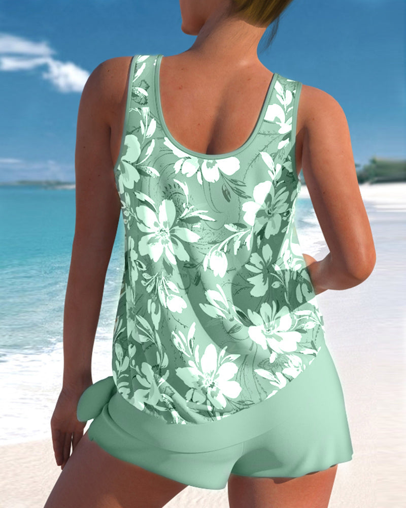 Floral Women's Tankini – Loose and Feminine Two-Piece Set