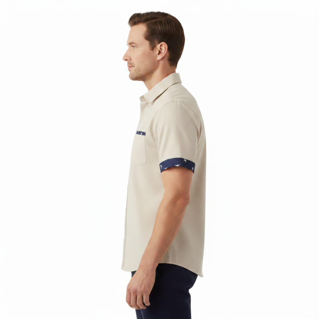 Men's Short Sleeve Shirt – Contrasting Printed Details