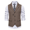 Men's Cotton Chevron Waistcoat – Tailored Fit Single-Breasted