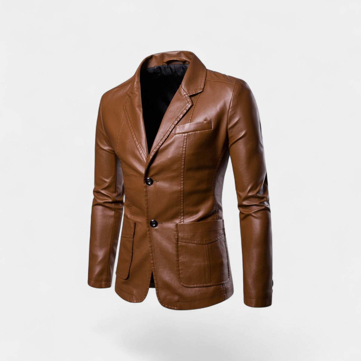 Men's leather blazer - slim fit buttoned lapel