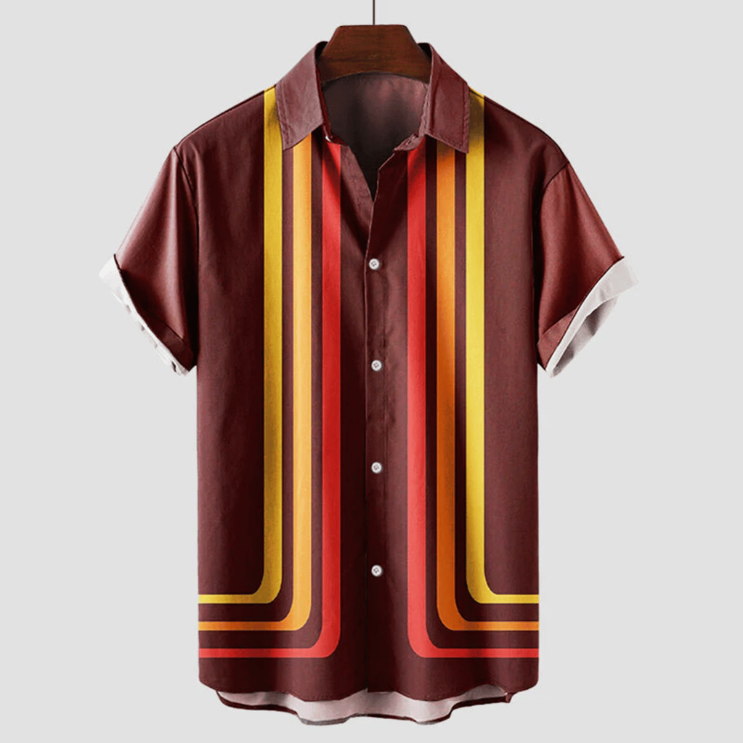 Men's Printed Short Sleeve Shirt – Retro Casual Fit