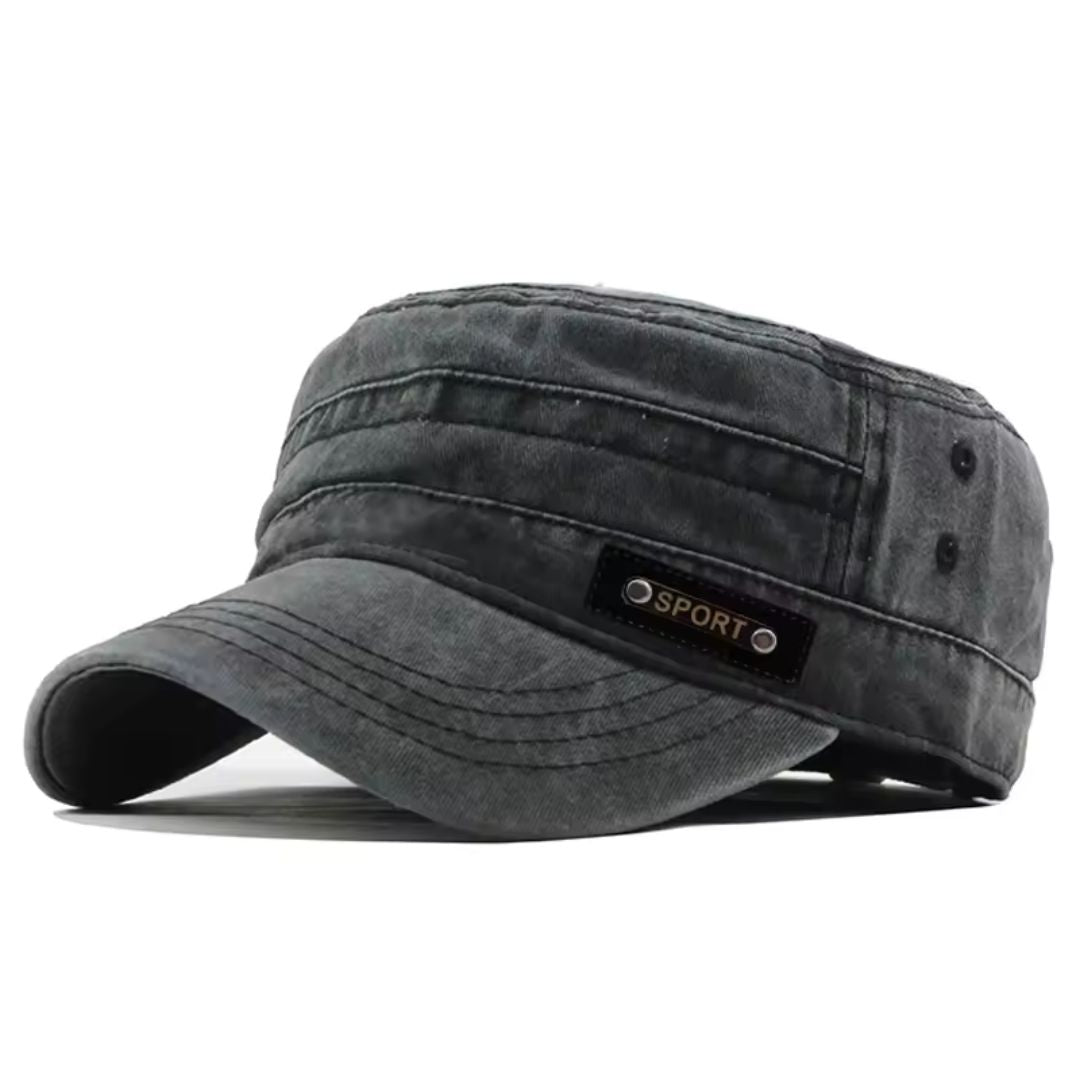 Men's Vintage Cap – Washed Cotton Fabric with Decorative Patch