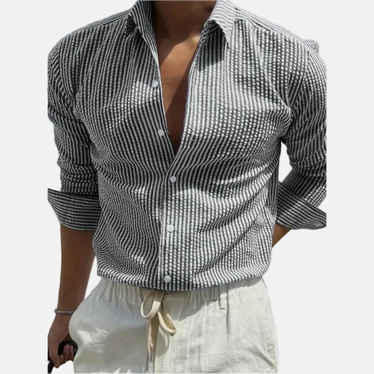 Men's Slim Fit Striped Shirt – Tailored Business Cut