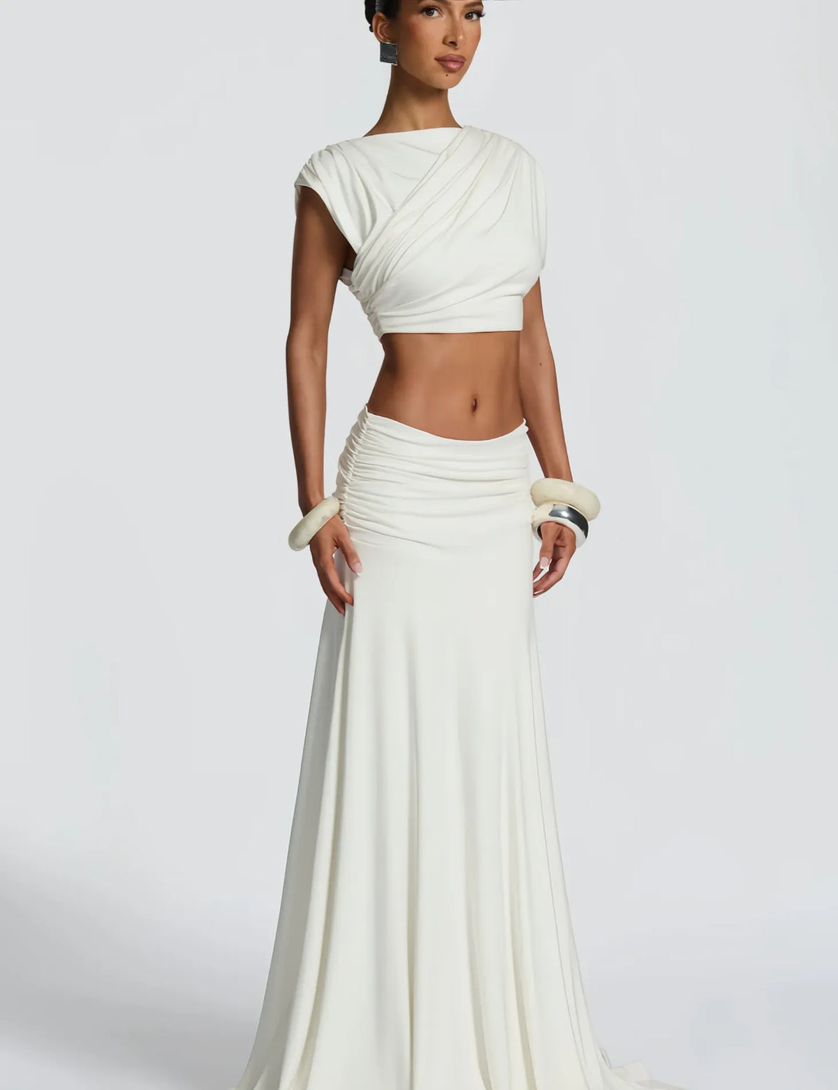 Women's Crop Top and Long Skirt Set – Fluid Stretch Fabric