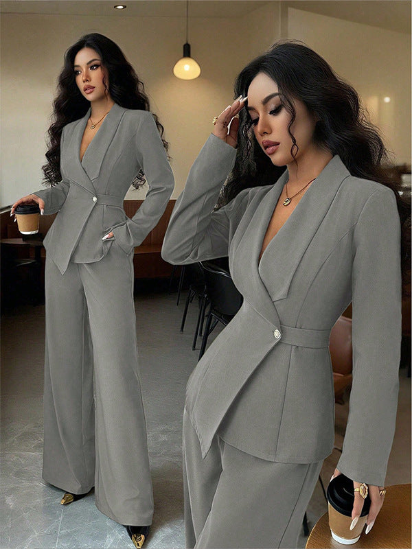 Women's Suit Set Jacket and Straight Pants – Long Sleeves
