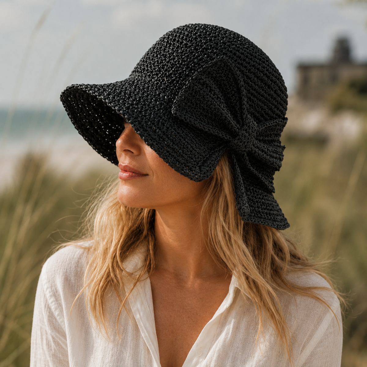 Women's Straw Hat – Short Brim and Braided Bow