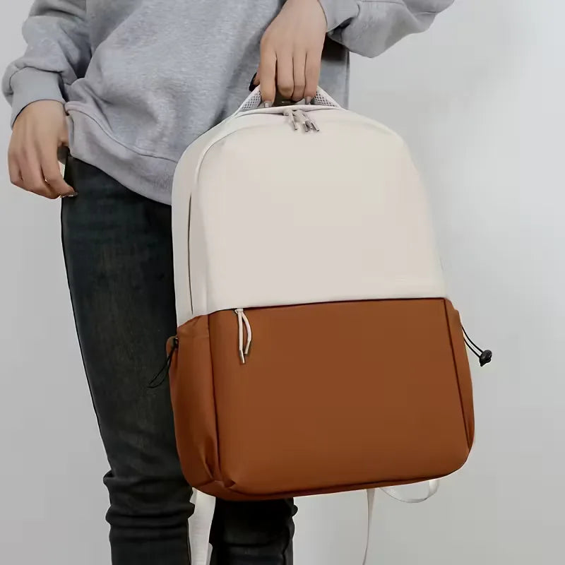 Unisex Waterproof Oxford Fabric Backpack – Two-Tone with Padded Straps