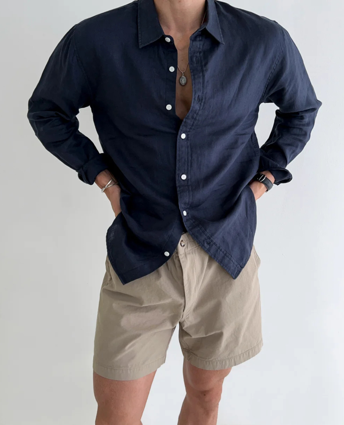 Men's Lightweight Button-Up Shirt – Long Sleeves, Relaxed Fit