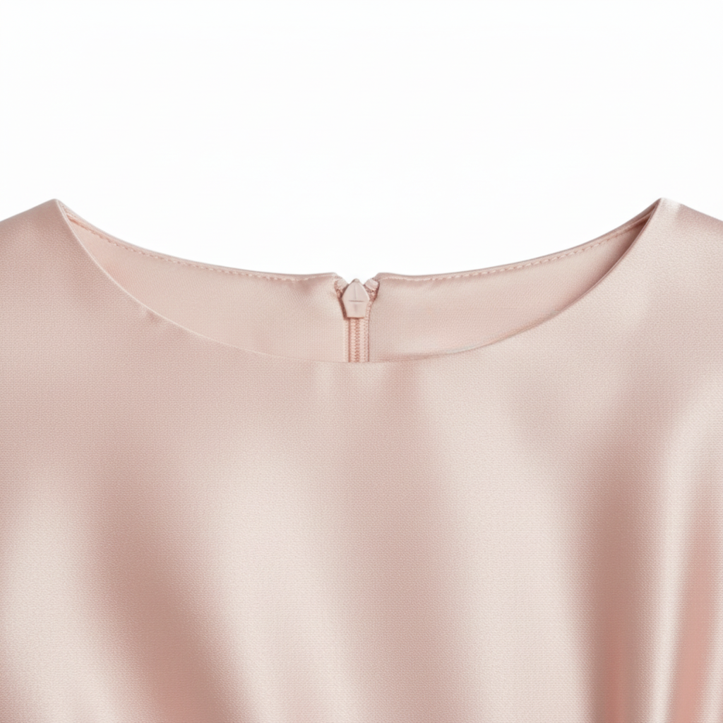 Women's Satin Midi Dress – Batwing Sleeves & Jewel Draped Waist