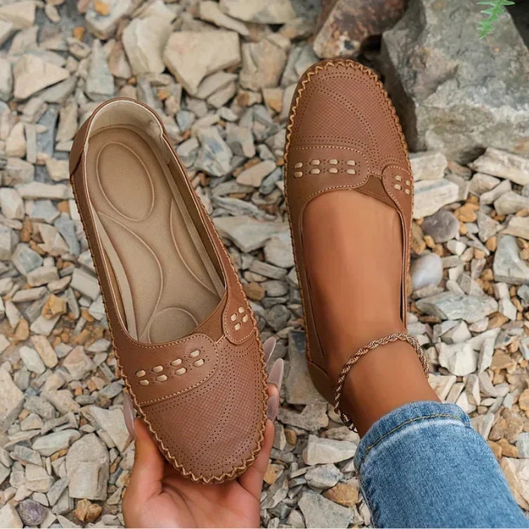 Women’s Orthopaedic Loafers – Easy Slip-On Matte Material Round Toe Flat Sole