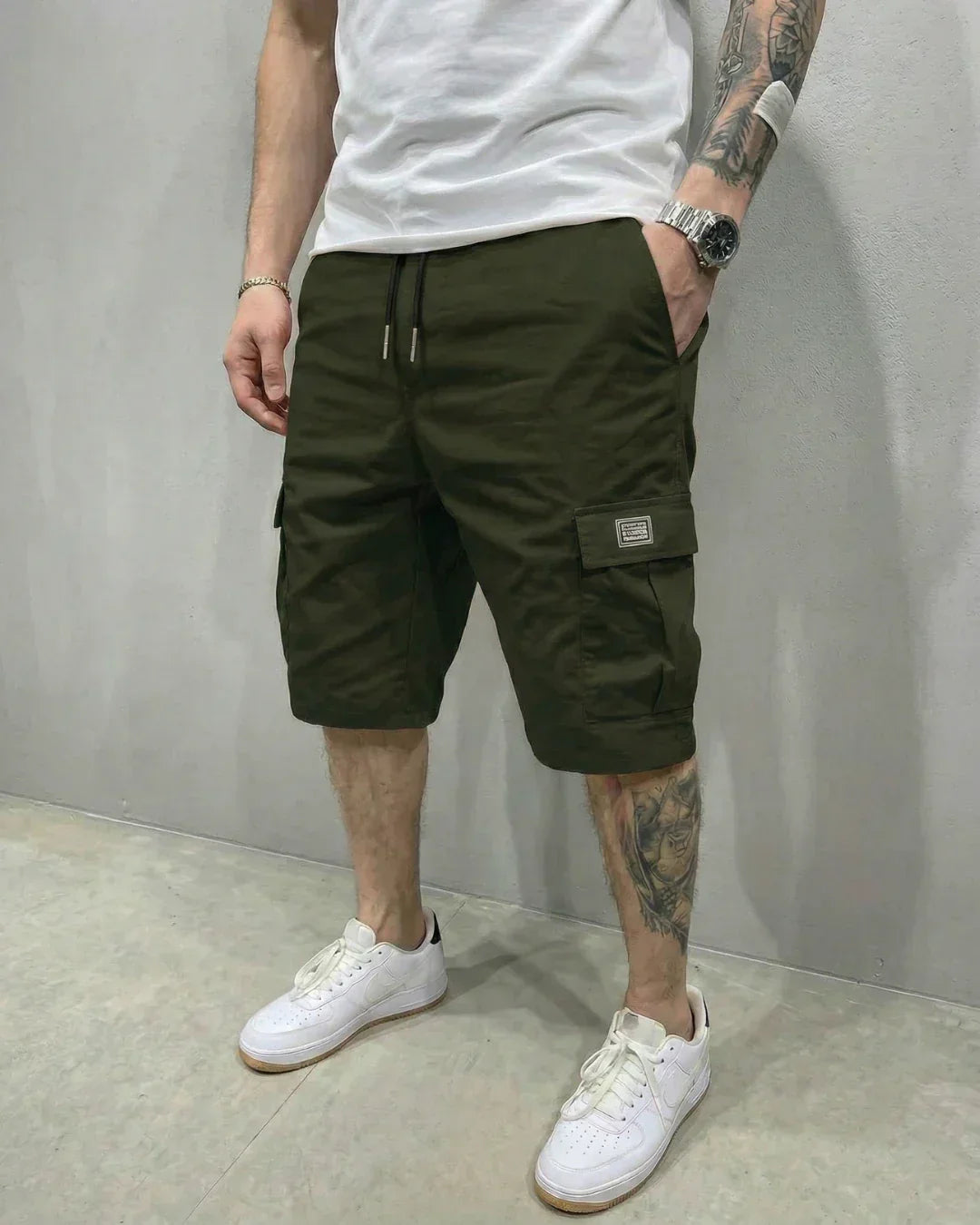 Men's Short Cargo – Elastic Waist with Drawstring & Large Flap Pockets