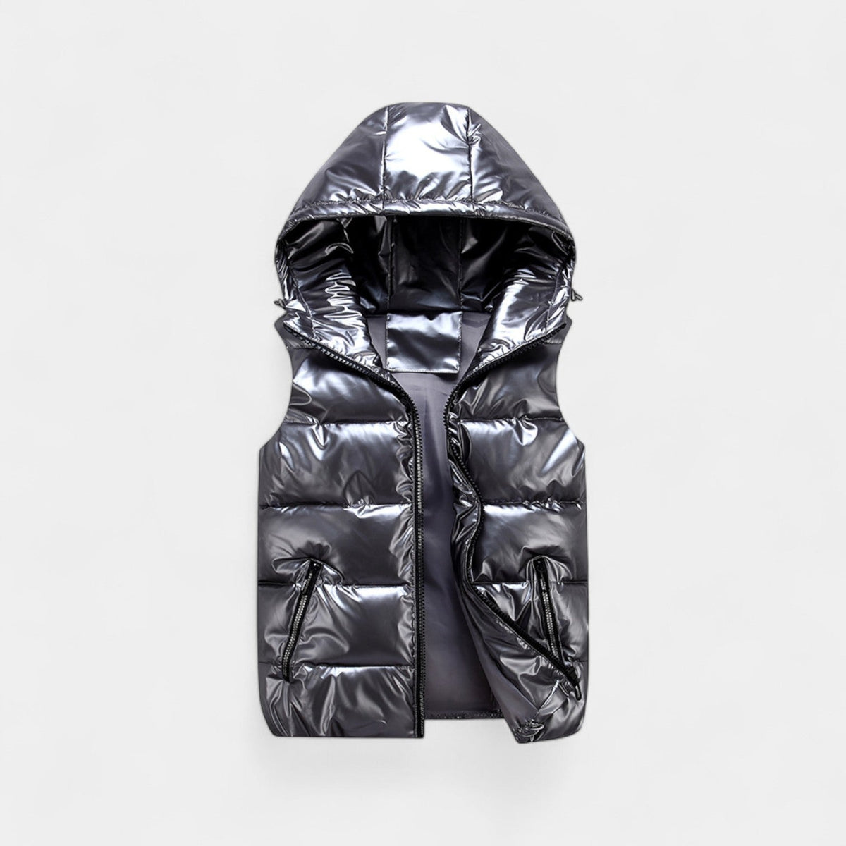 Men's Sleeveless Hooded Shiny Cotton Vest – Elegant Down Jacket