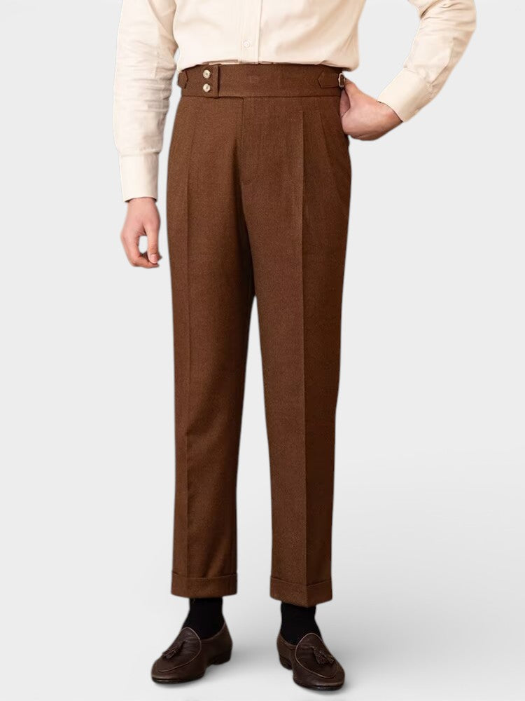 Men’s High-Waisted Suit Trousers with Straight Leg – Tailored Fit | Structured Fabric