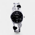Women's quartz wristwatch – round dial with heart