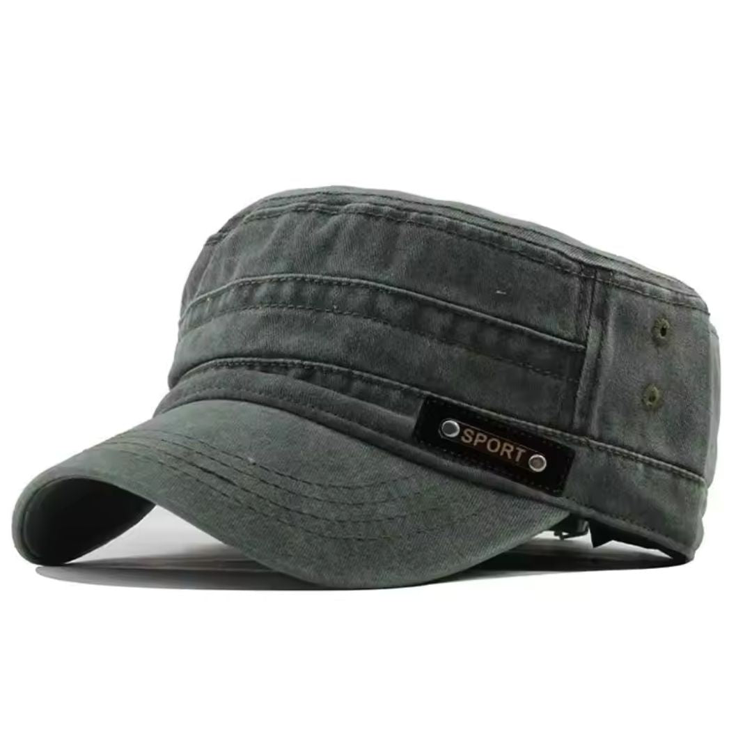 Men's Vintage Cap – Washed Cotton Fabric with Decorative Patch