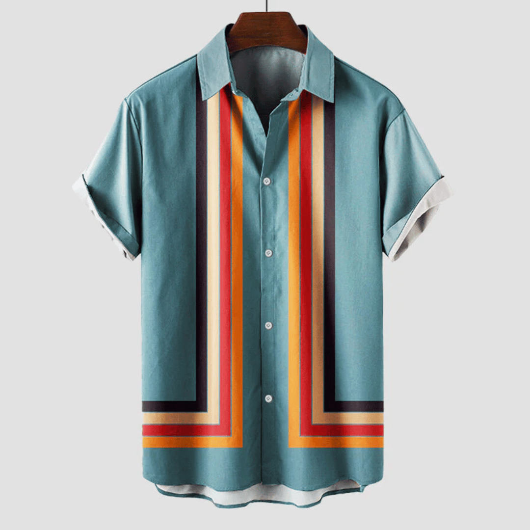 Men's Printed Short Sleeve Shirt – Retro Casual Fit