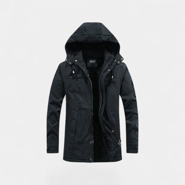 Men’s cotton hooded parka – washed lapel jacket
