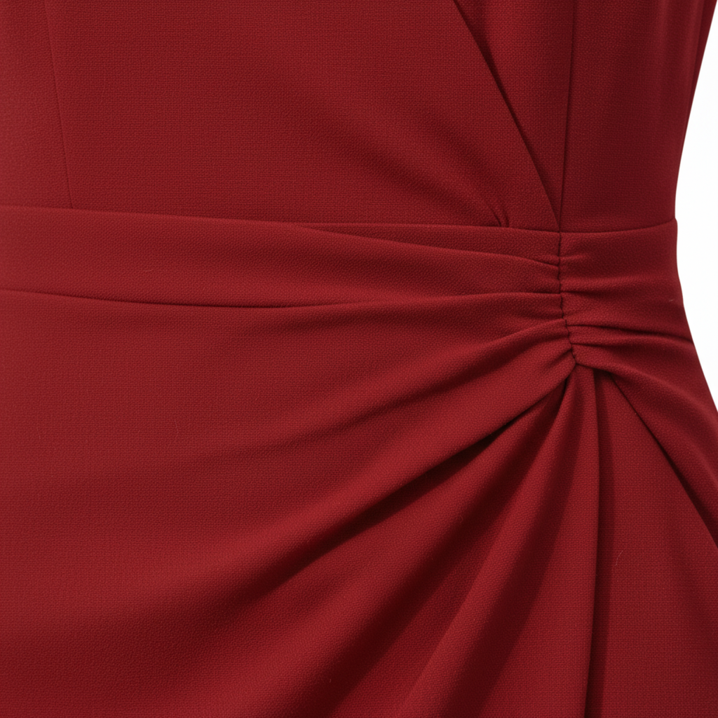 Women's Cocktail Dress – Draped Silhouette & Gathered Waist