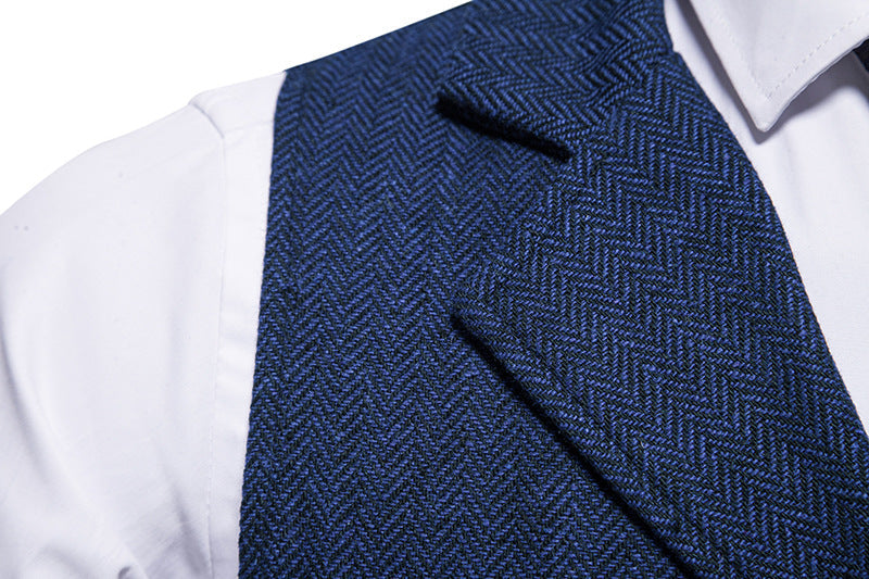 Men's Cotton Chevron Waistcoat – Tailored Fit Single-Breasted