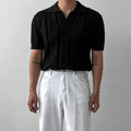 Men's Breathable Knit Polo – Airy Openwork Texture