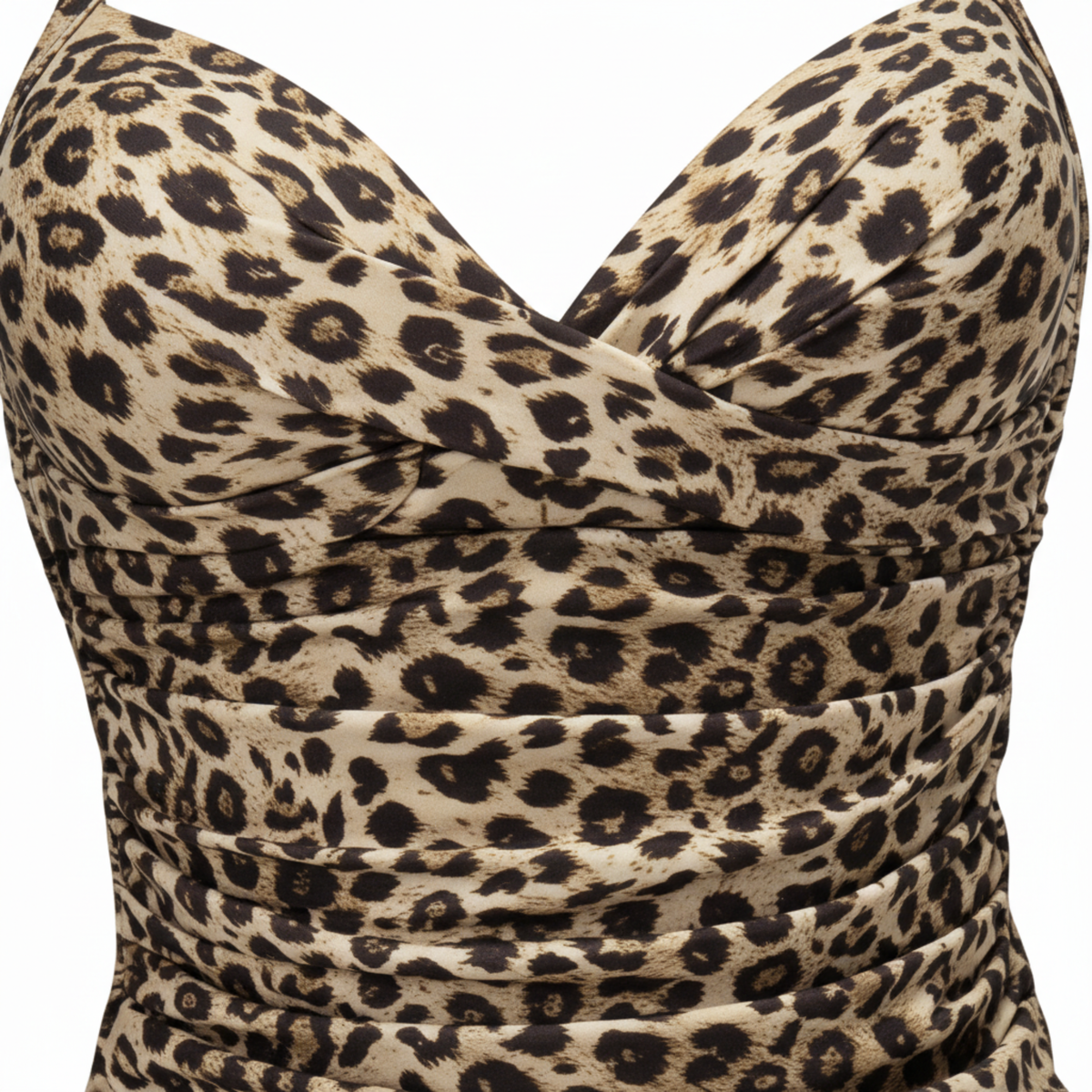 Women's V-Neck Ruched Tankini – Halter Top & High-Waisted Bottom