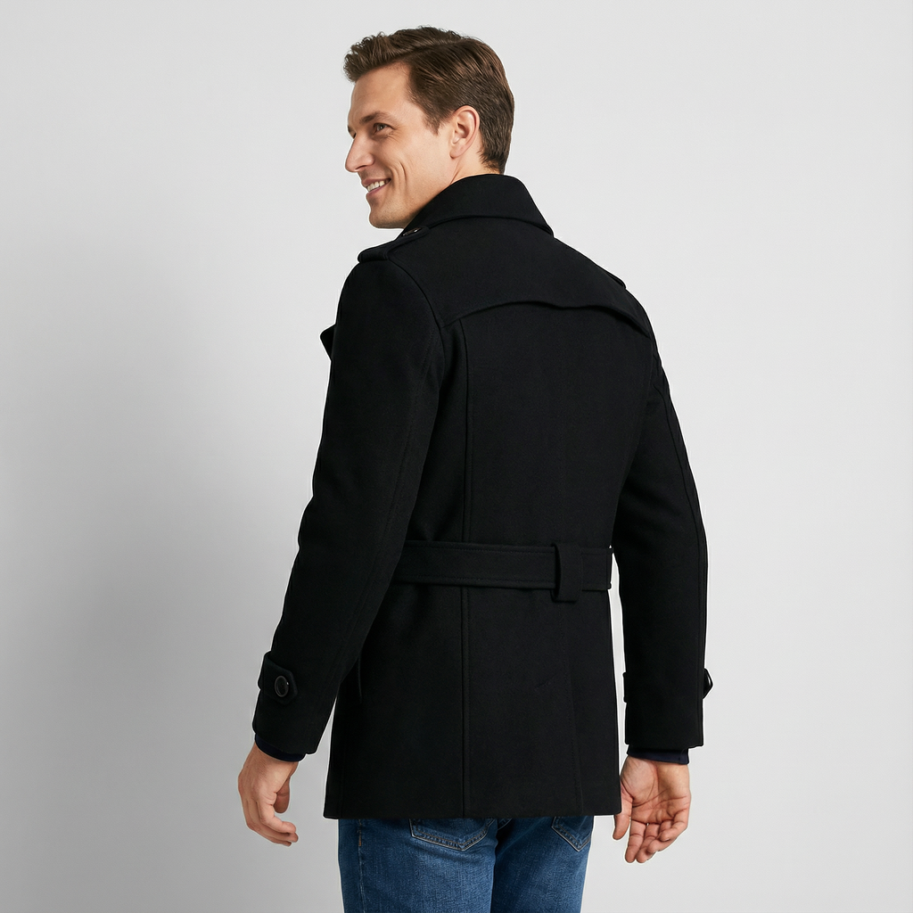 Men's mid-length trench coat in cotton blend