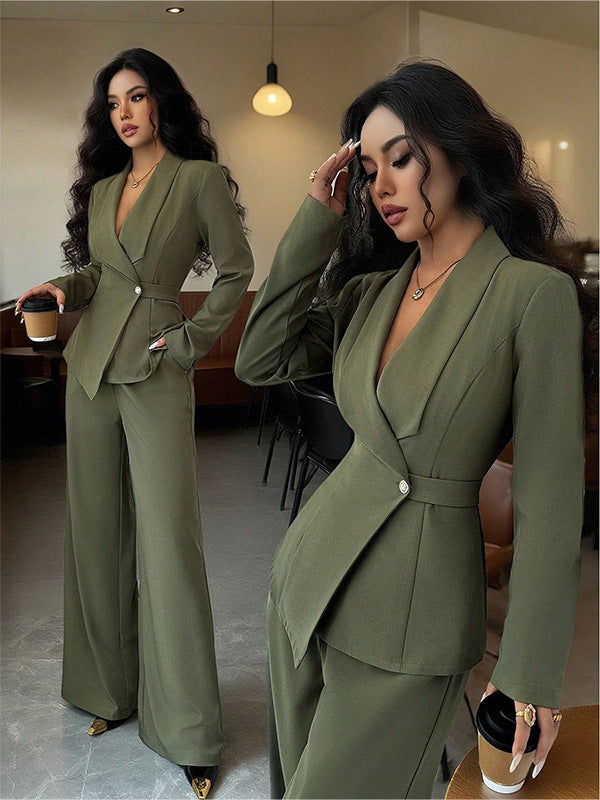 Women's Suit Set Jacket and Straight Pants – Long Sleeves