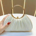 Women's Pleated Handbag – Sculptural Ring Handle