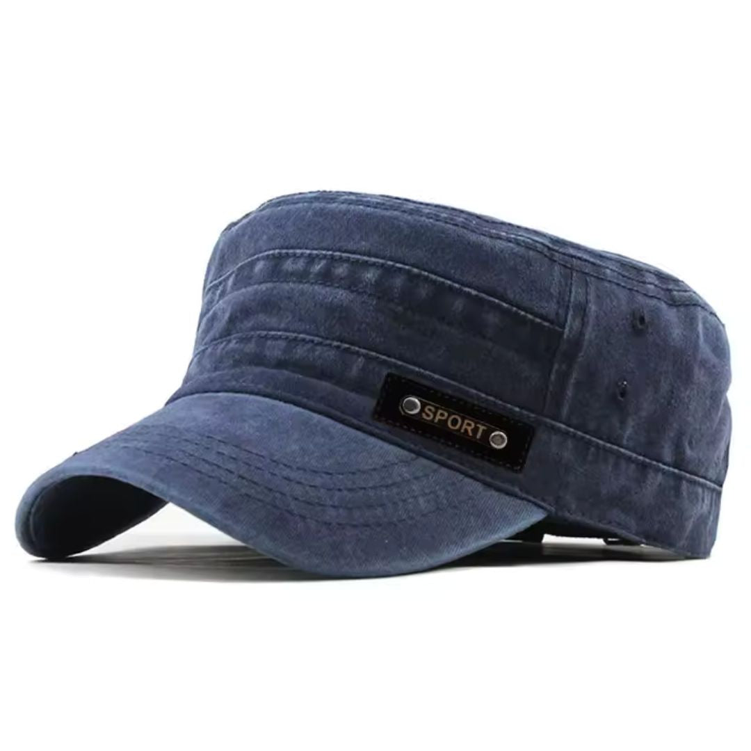Men's Vintage Cap – Washed Cotton Fabric with Decorative Patch