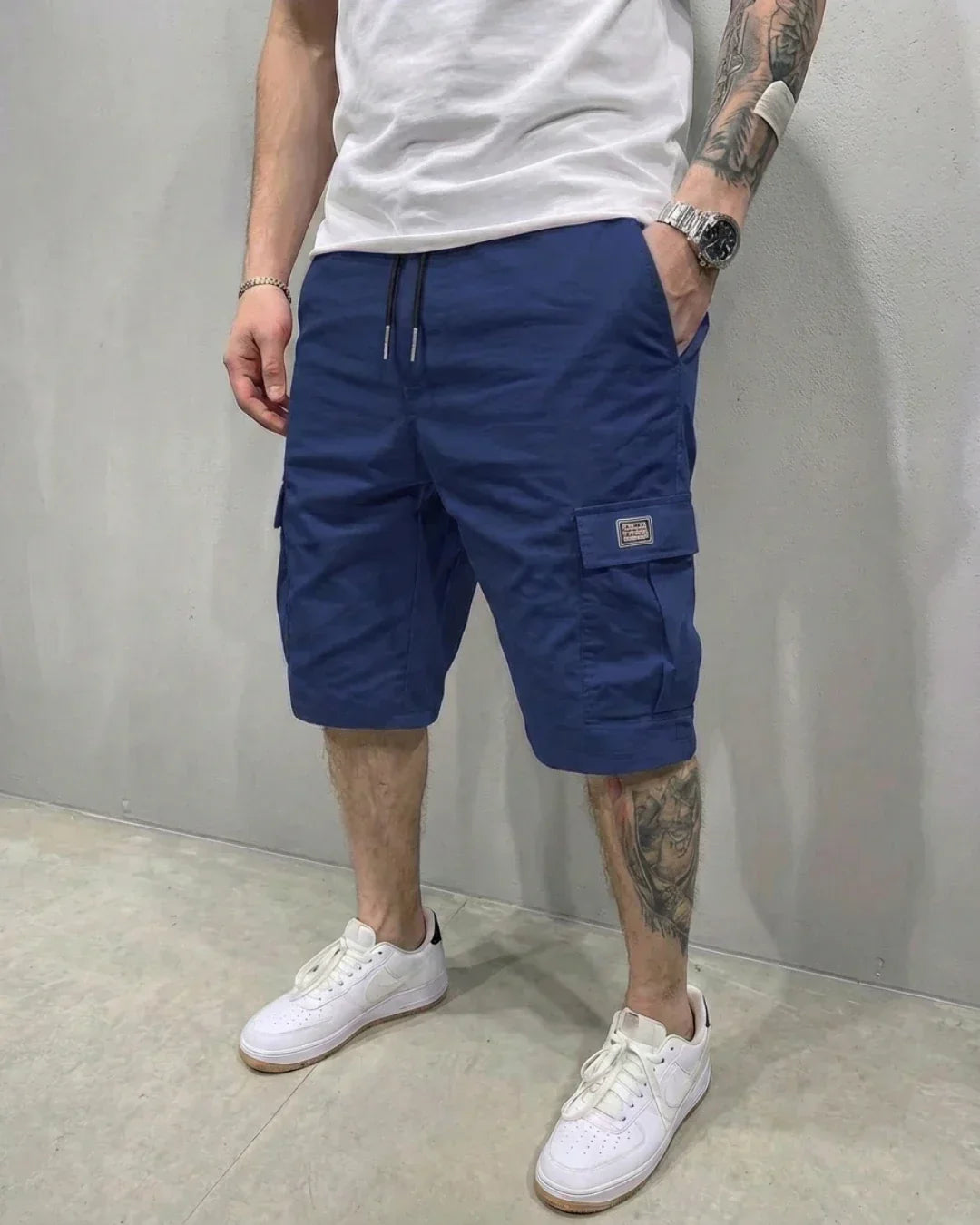 Men's Short Cargo – Elastic Waist with Drawstring & Large Flap Pockets
